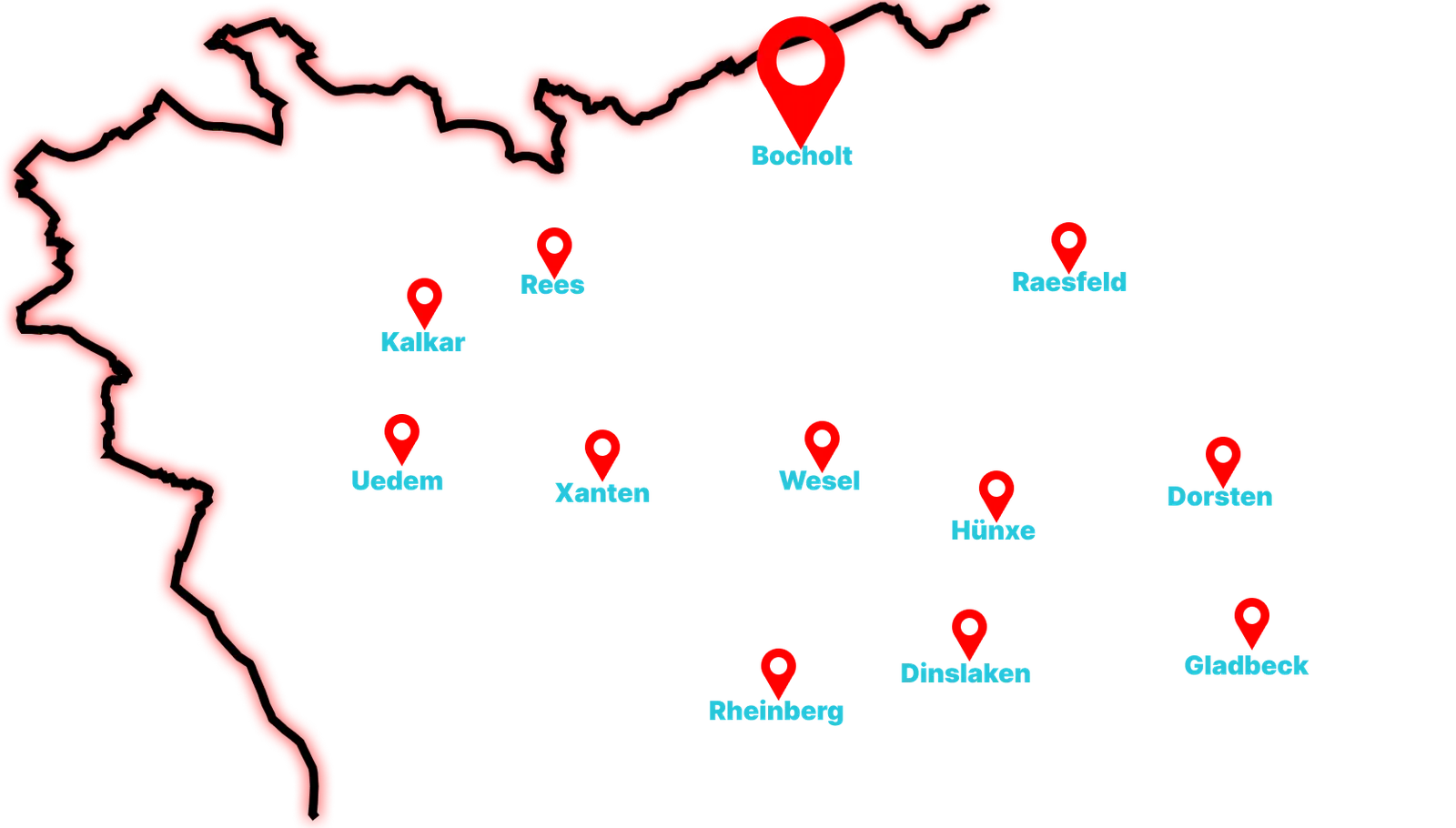 Karte: Einsatzgebiet Bocholt